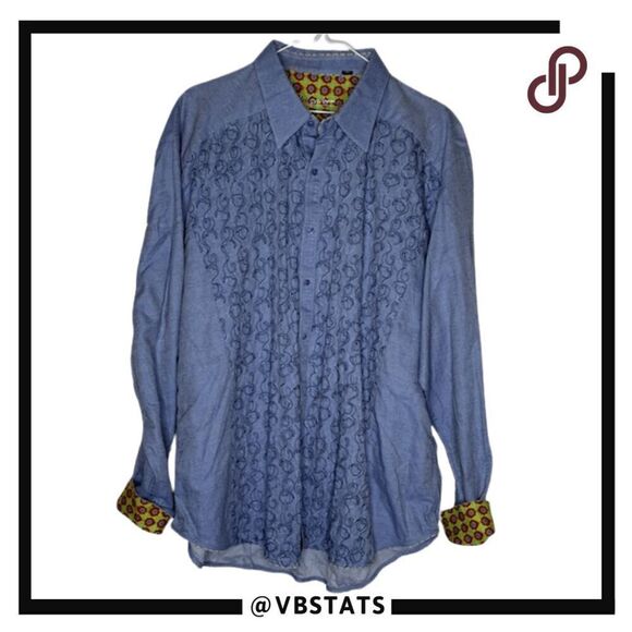 Robert Graham Men's Geometric Button Down Shirt Blue Size 2XL - Picture 1 of 9